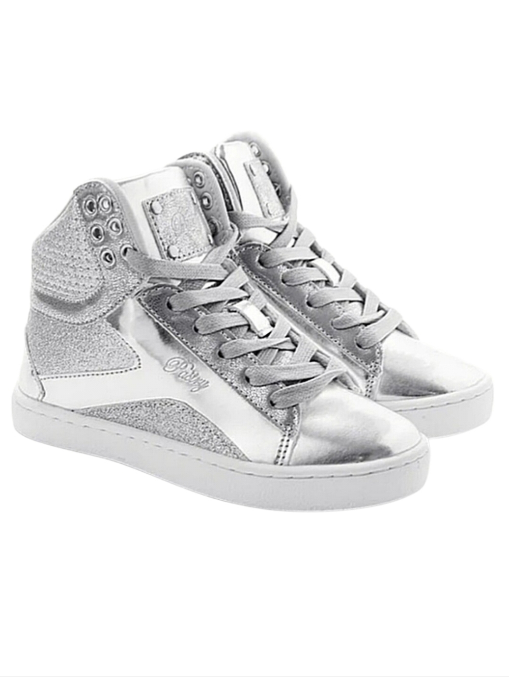 Pastry Dance Hip Hop Performance High Top Sneakers In Silver Glitter Size 6